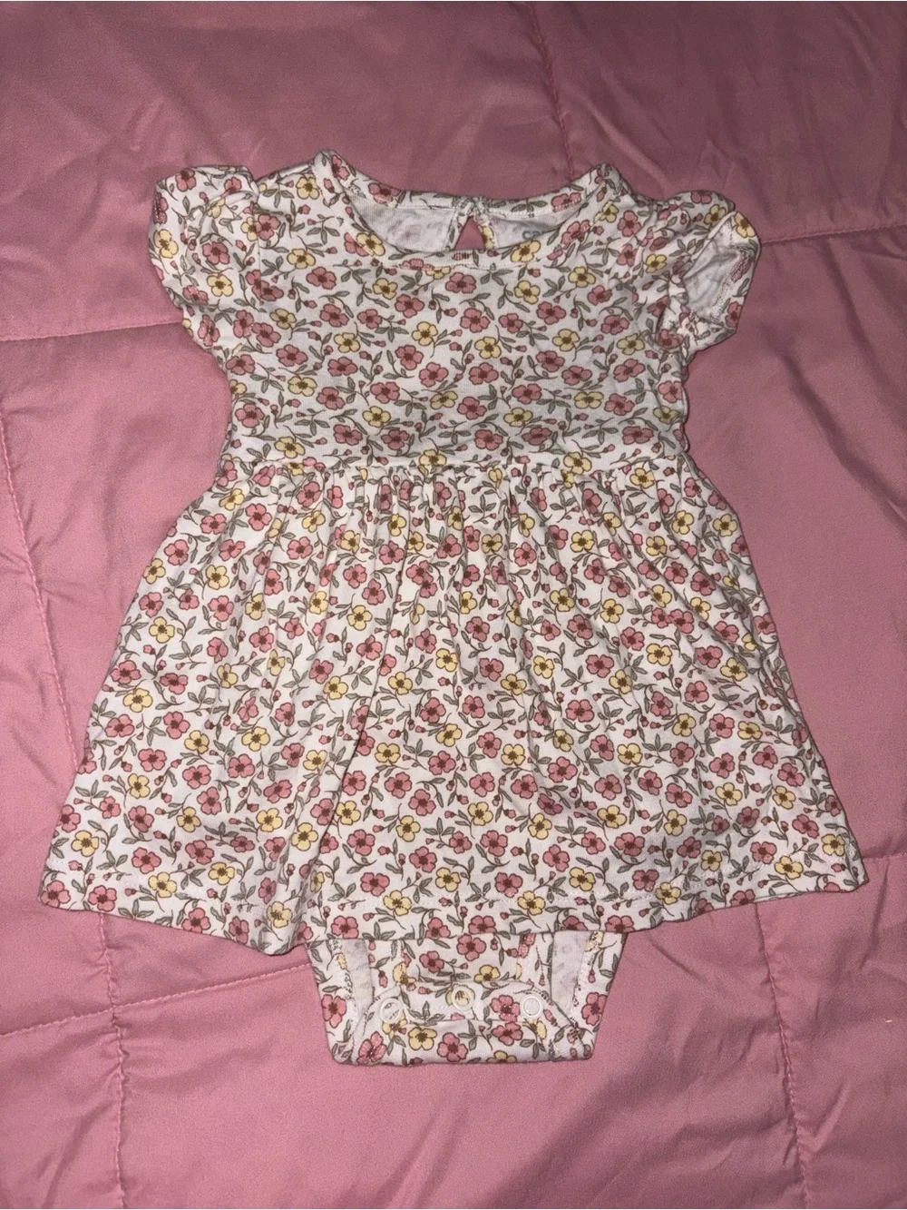Carter's White Floral Baby Dress - Pink and Yellow Flowers